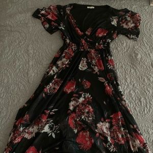 Size small black floral Maurice’s maxi dress.
